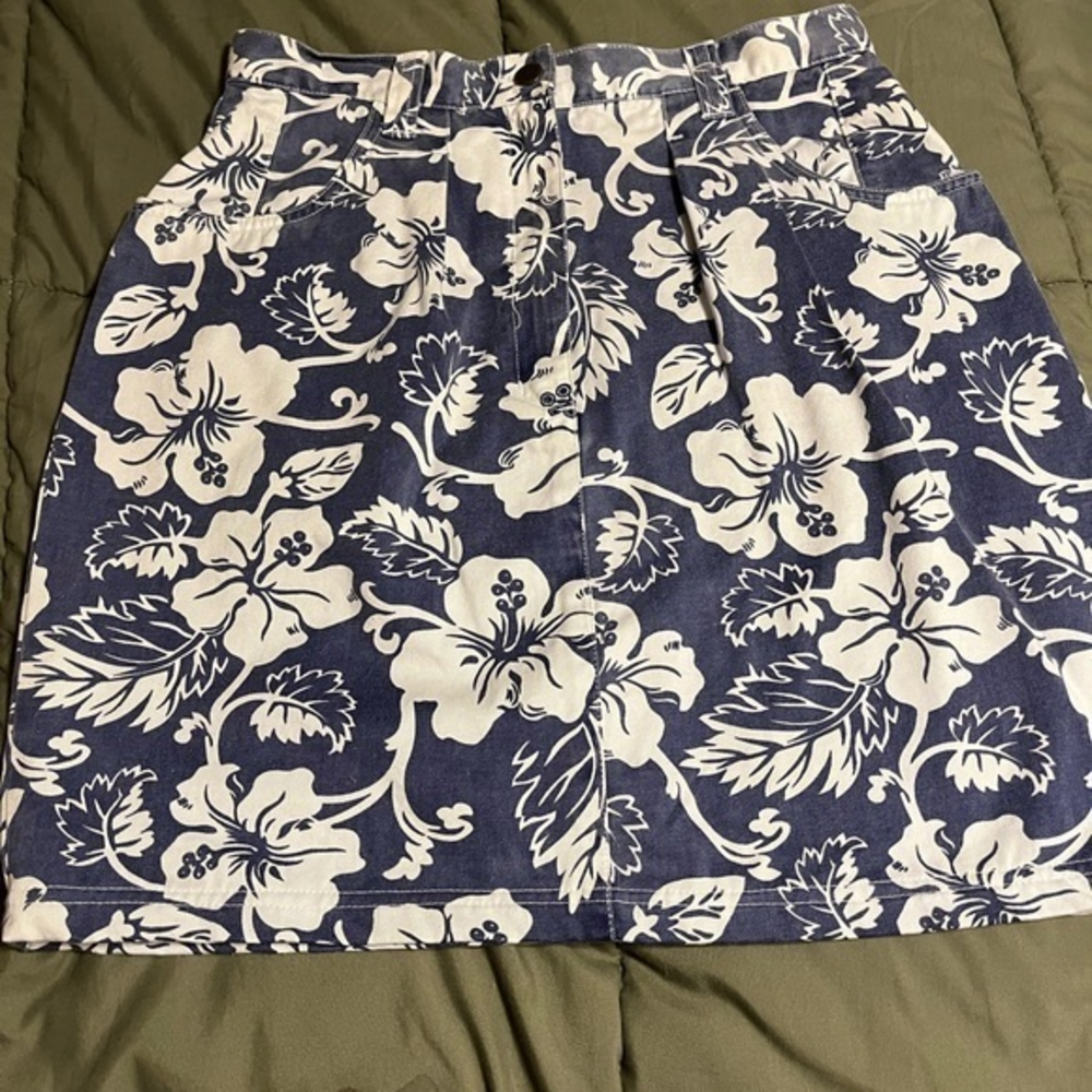 Eddie Bauer Blue and white mini skirt size 14‎ petite